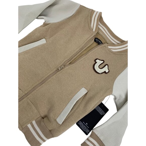 True Religion Kids Boys Tan Varsity Jacket Sweatshirt Size S 4 RGG10692 NWT - Picture 9 of 11